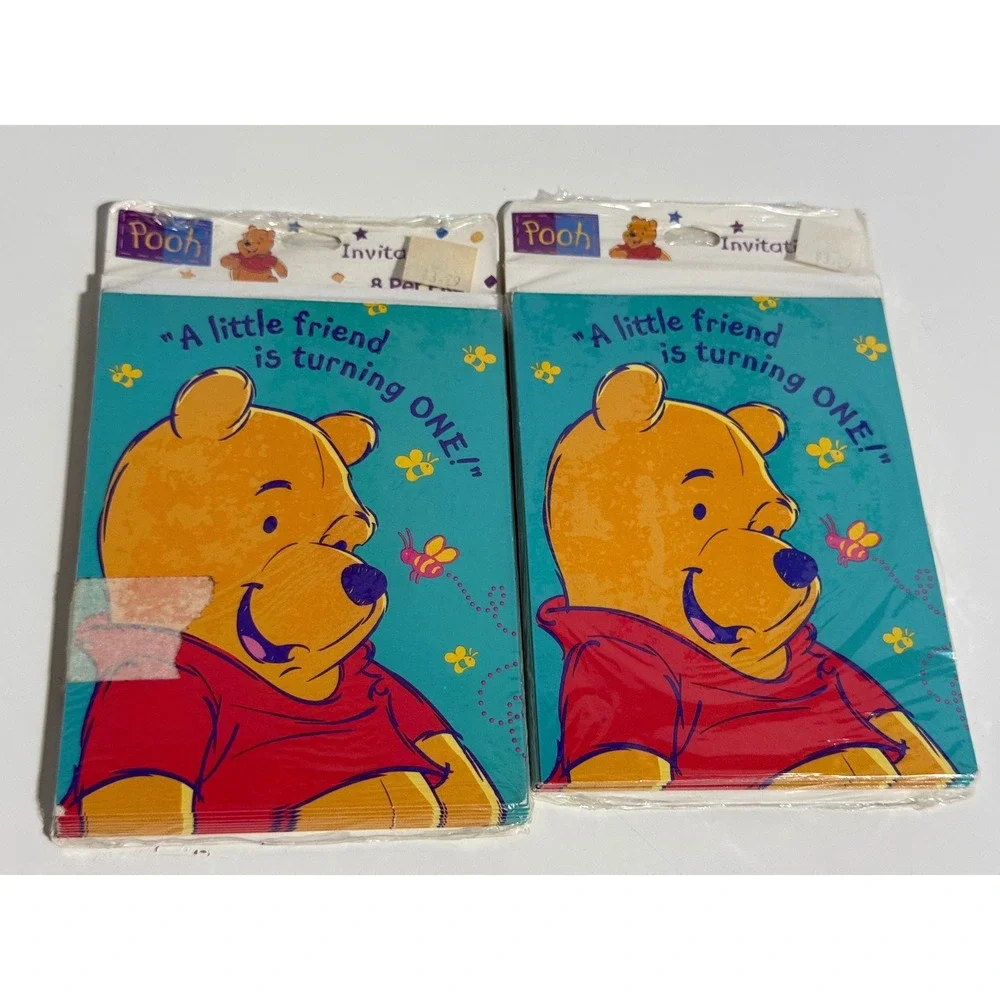 Disney Winnie the Pooh 1st Birthday Invitations 16ct Teal Vintage Paper Cards